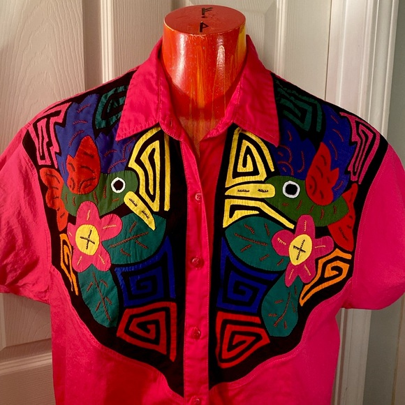 VINTAGE MY NAME IS PANAMA Buttoned Down Fun Rad Retro Vacation Beach Top - Picture 5 of 16